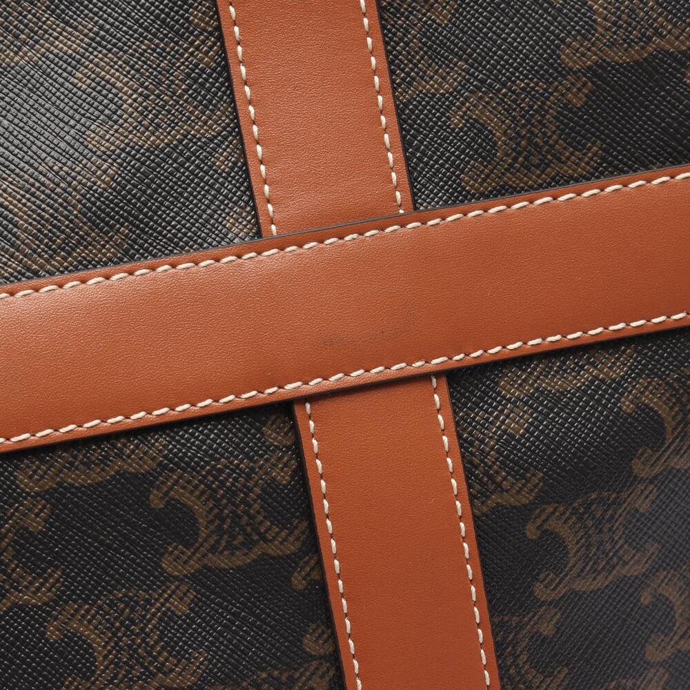 Celine Triomphe Boston Bag Canvas Leather Black Brown - Picture 5 of 6